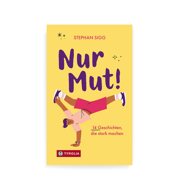 Gelbes Buchcover, Jugendlicher stützt sich auf eine Handfläche und macht eine balancierende Bewegung.