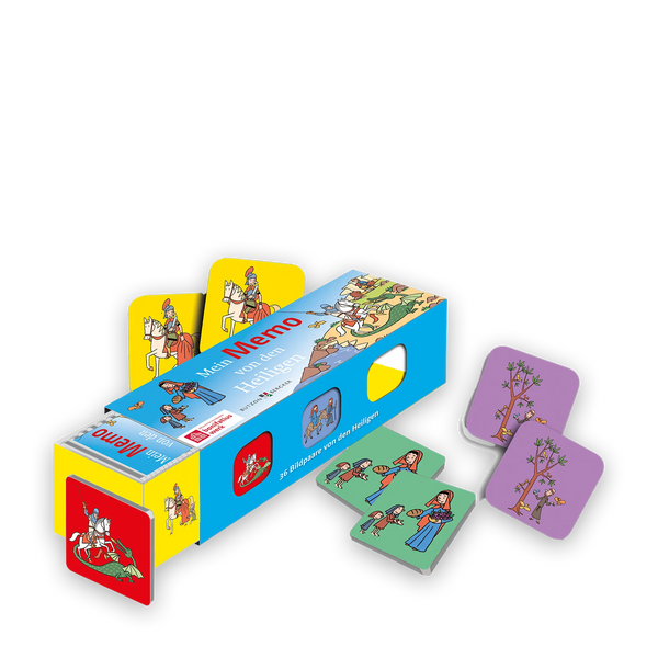 Spiel, Memory, Heilige, Karten in Box