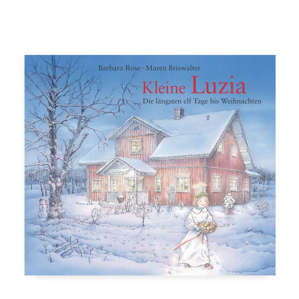 Luzia, Luziafest, Lichterkranz, weißes Kleid, Weihnachten, Schnee, Haus im Wald, Schneemann