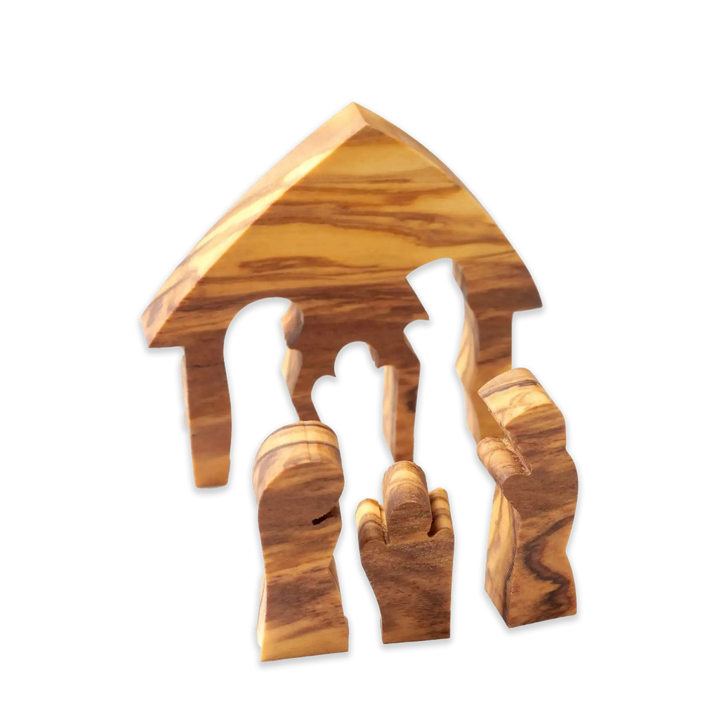 Krippe, holz, maria, josef, jesuskind, ausgestanzt