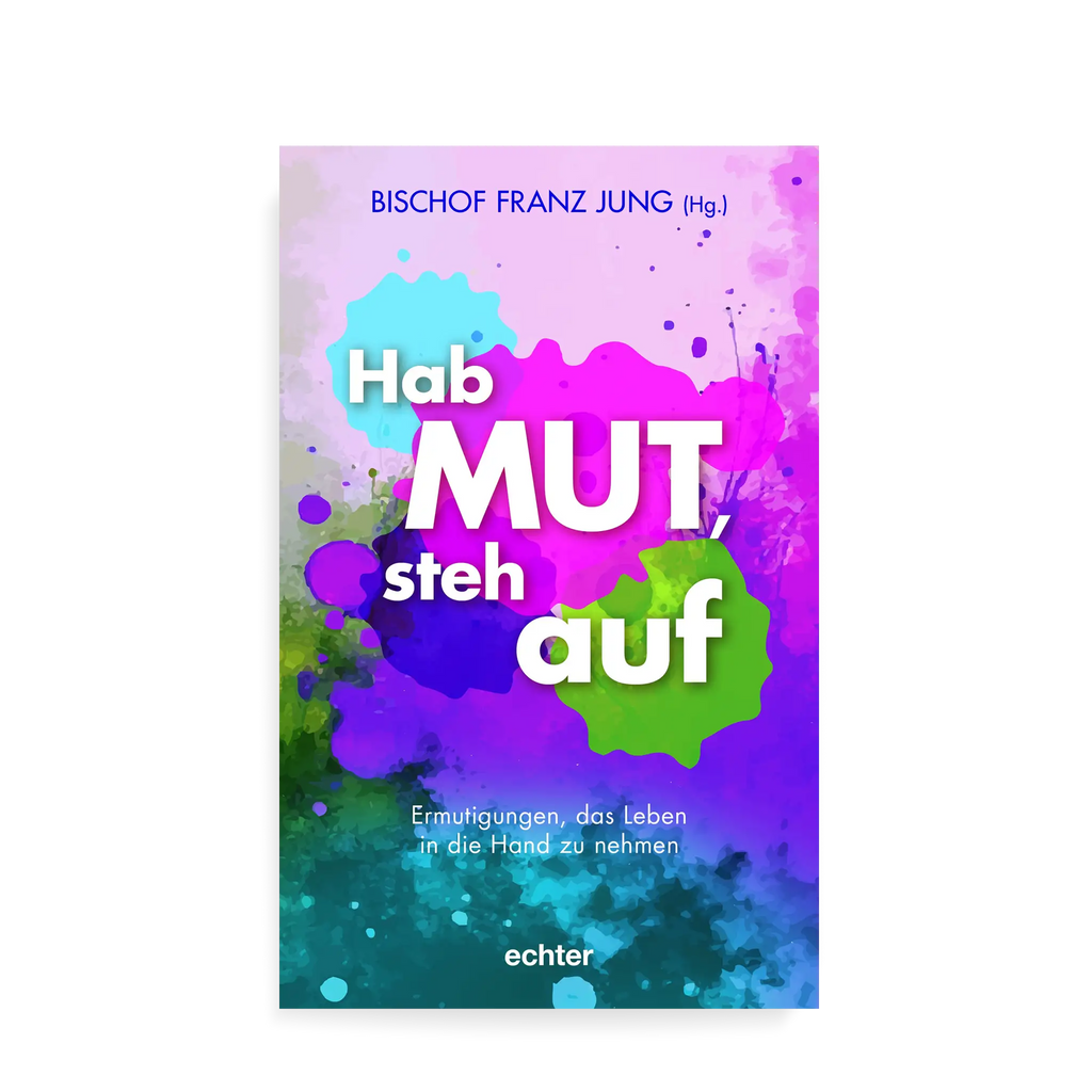 Buchtitel, Farbkleckse in lila, hellgrün, türkis, blau, Tupfen, Spritzer