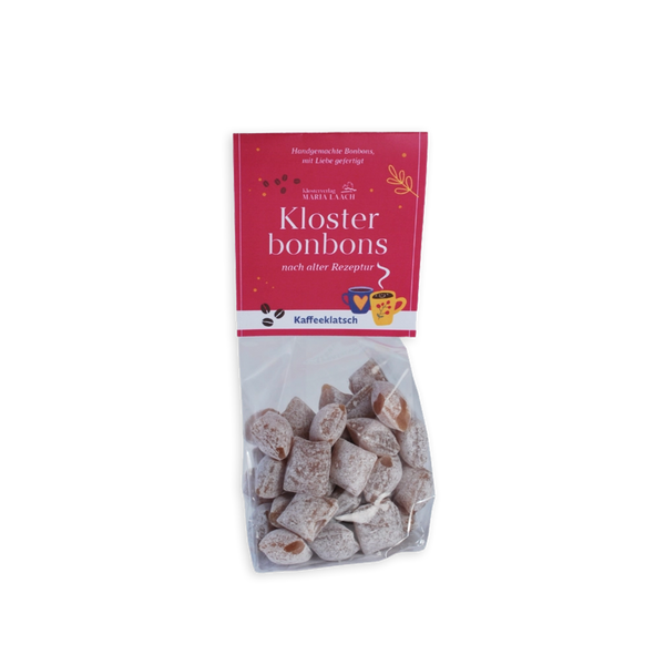 Braune Klosterbonbons „Kaffeeklatsch“ nach alter Rezeptur in transparenter Verpackung