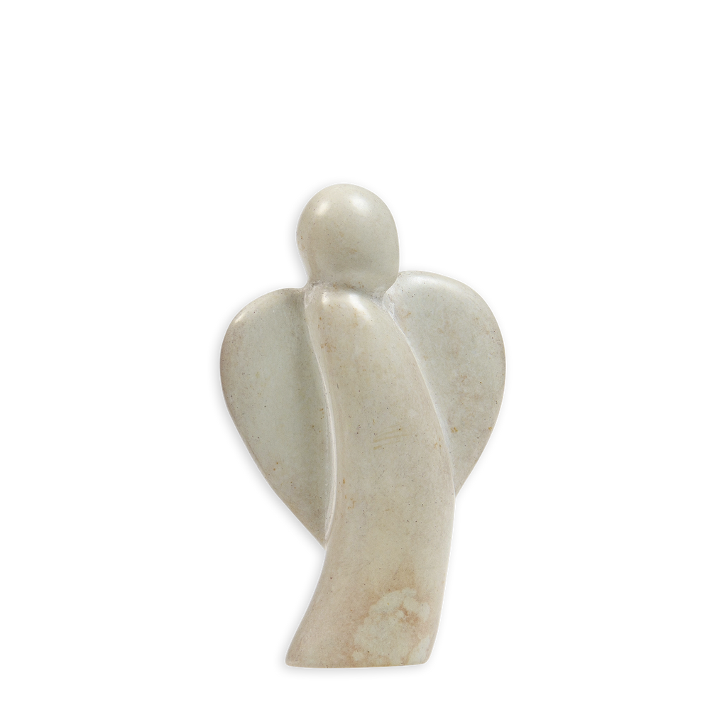 Graue, minimalistische Handschmeichler Statue in Form eines Engels