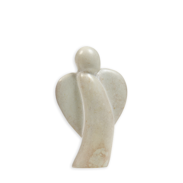 Graue, minimalistische Handschmeichler Statue in Form eines Engels