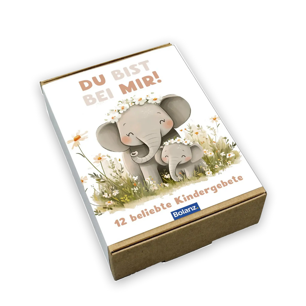 Elefant, Elefantenbaby, Mutter, Blumen, Wiese, zusammen sein, kuscheln, Kindergebete, in Box