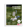 Magazincover „Schenken & Helfen! 1/2026“ vom Bonifatiuswerk – Ostermotiv mit Lammfigur auf Gras zur Fastenzeit und Ostern.