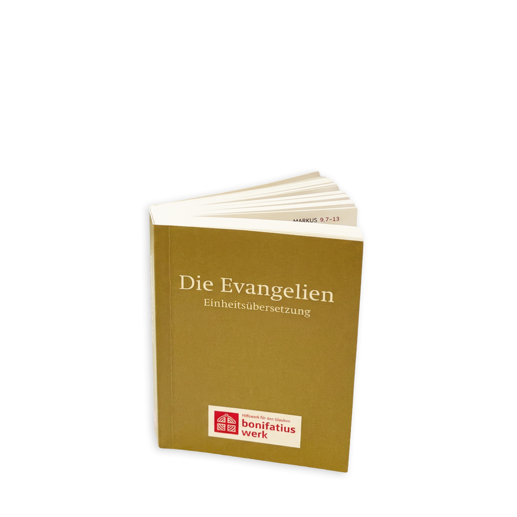 Grünes Buch mit weißem Titel die Evangelien Einheitsübersetzung