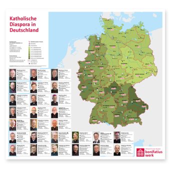 Wandkarte "Katholische Diaspora in Deutschland mit Bistumsinformationen" 